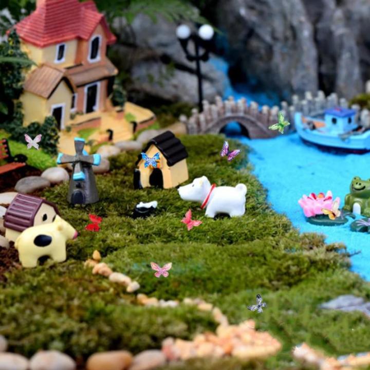 55 stuks microvlinders hars kleurrijke kleine vlinders decoratie mini miniaturen poppenhuis accessoires 3D mini vlinder voor mini tuindecoratie, feeëntuin ornament, doe-het-zelf (
