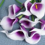 20 stuks , Calla-lelie, voor decoratie, kunstcalla-lelies, paars en wit, boeket, van realistisch latex, , boeket decoratie