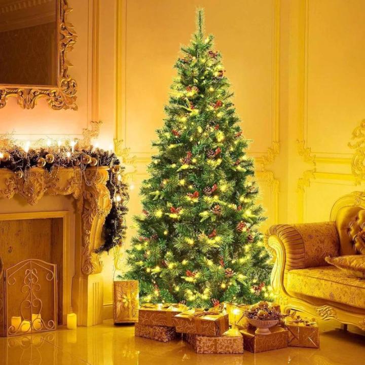 Künstlicher Weihnachtsbaum, Tannenbaum mit Metallständer, künstlicher Weihnachtsbaum für Zuhause, Büro, Innen- und Außenbereich, einfache Montage, 1,8 m