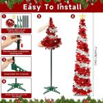 Pop Up Kerstboom, 180 cm, kunstkerstboom met sterkant, opvouwbare versiering, dennenboom met pailletten, decoratieve boom voor kerstdecoratie, binnenruimtes