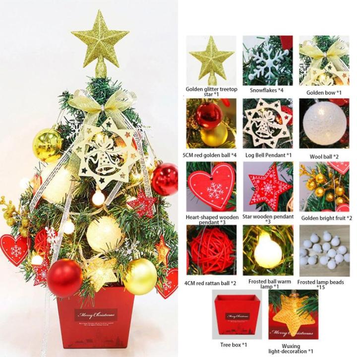 Mini Weihnachtsbaum 50CM Kleiner Weihnachtsbaum mit Beleuchtung, Weihnachten Deko Christbaum mit LED Lichterkette und Weihnachtskugel, Künstliche Weihnachtsbäume Geschmückt für
