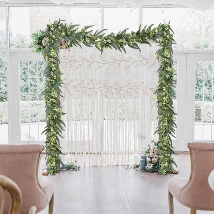 Kunstmatige eucalyptus met wilgenbladeren, slinger, 4 stuks, kunstgroen, bladerenslinger, hangende wijnstokken, plant voor bruiloft, thuis, tafel, tuindecoratie