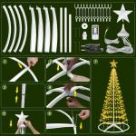Kerstboom, metalen kegelvorm, 154 leds, lichtboom, 8 modi, timer, waterdicht, kerstverlichting, buitenverlichting, kerstverlichting voor tuin, balkon, kerstdecoratie buiten, warm w
