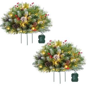 Weihnachts-Pflanzgefäß-Dekorationen, Weihnachts-Pflanzgefäß, Dekoration, Grün, künstliche Tannenbäume mit Stativpfahl, Weihnachts-Veranda-Dekor, Stil B Two