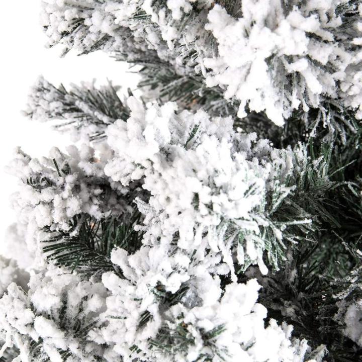 5 Fuß hochwertiger beflockter Schnee-Weihnachtsbaum, unbeleuchteter Weihnachtsbaum mit Scharnier und Metallständer, umweltfreundliche PVC-Zweigspitzen für die Weihnachtsdekorati