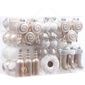 Set van 80 verschillende onbreekbare , ornamenten, decoratieve ballen, hangers met herbruikbaar cadeaupakket voor de kerstboom