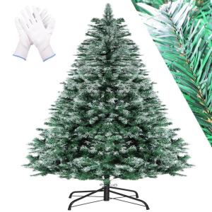 Kerstboom 180 CM, Kunstkerstboom met Sneeuw en Kegels (Ø 104 CM-545 Tips), 6FT Levensechte, Dichte Kunstkerstboom met Metalen Standaard Klapsysteem