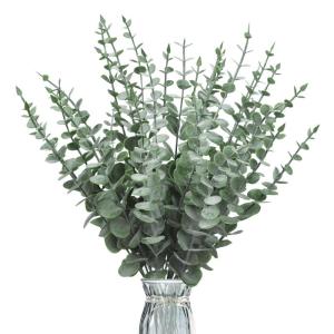 30 stuks kunstmatige eucalyptusbladeren, decoratie, eucalyptus, takken, , eucalyptussteel, zilveren dollar, namaakplant voor bloemstuk, tafeldecoratie, bruiloft