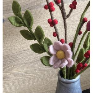 9 vilten bloemen, kleine bloemengroet, boeket, Fair Trade, handgemaakt (XXL-rood)