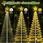 Kerstboom op zonne-energie, metaal, grote kegelvorm, 250 leds, lichtboom, 8 modi, waterdicht, kerstverlichting, buitenverlichting, kerstverlichting voor tuin, balkon, kerstdecorati