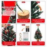 Mini kerstboom van 60 cm met 50 led-lichtslingers, doe-het-zelf kunstkerstboom met ster en rode strikken, dennenappels en rode bessen, decoratie voor Kerstmis, thuis, keuken, eetta