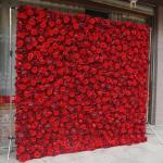 Kunstblumen-Rosenwand, Rote Hintergrundwand Mit Hoher Dichte, Seidenhortensien-Blumenpanel Für Fotohintergrund Home Party Hochzeitshintergrund(2 * 2m/6.5 * 6.5ft)