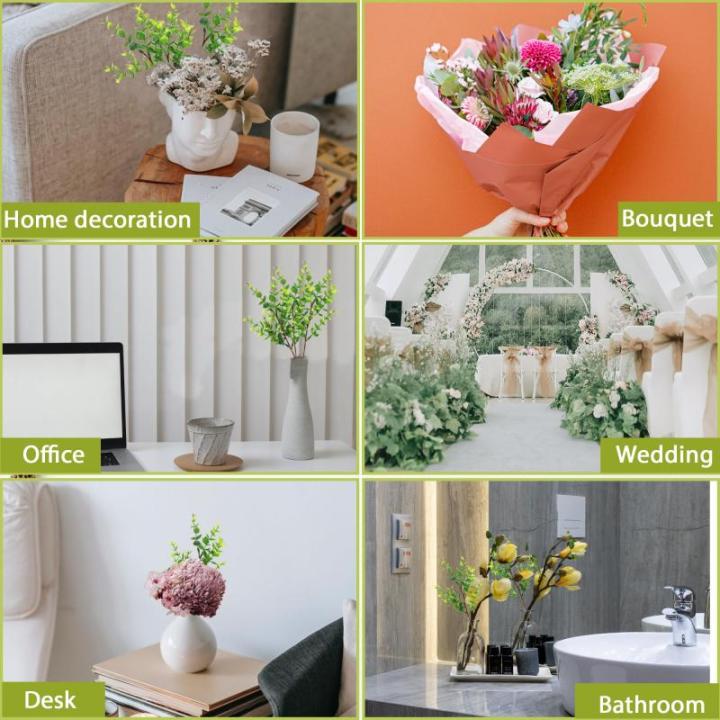 10 stuks kunsttakken, neptakken, groene takken, bladeren, nepplanten met bladeren, realistische planten, takken voor bruiloft, slaapkamer, boeketten, vazendecoratie, 28 cm (A)