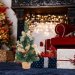 Tisch-Weihnachtsbaum,Künstlicher Tisch-Weihnachtsbaum - Startseite Künstliche Kiefer für Tisch,Weihnachtskiefernbaum mit gewebter Basis für Fenster, Wand, Baum,