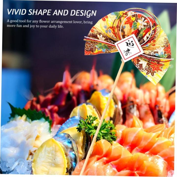 2st Blumenstab Ostern Cupcake Picks Sushi-Arrangement-Sticks Japanisches Dekor DIY-Fan-Pick Dekorative Blumenpflücker DIY Blumenarrangements Picks Blumenornamente Golden Plastik