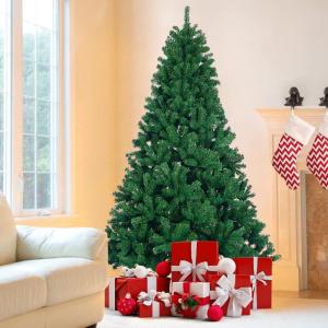 7 Fuß künstlicher Weihnachtsbaum unbeleuchtet, künstlicher Weihnachtsbaum mit Scharnier, 1100 Zweigspitzen und faltbarem Metallständer, Weihnachtsweihnachtsbaum für Zuhause, B