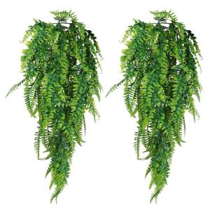 2 stuks kunstmatige hangplanten nep hangende planten, kunstplant groene varen wijnstok plastic wijnstokken nep groen varen perzisch rotan en gras voor slaapkamer accessoires feest 