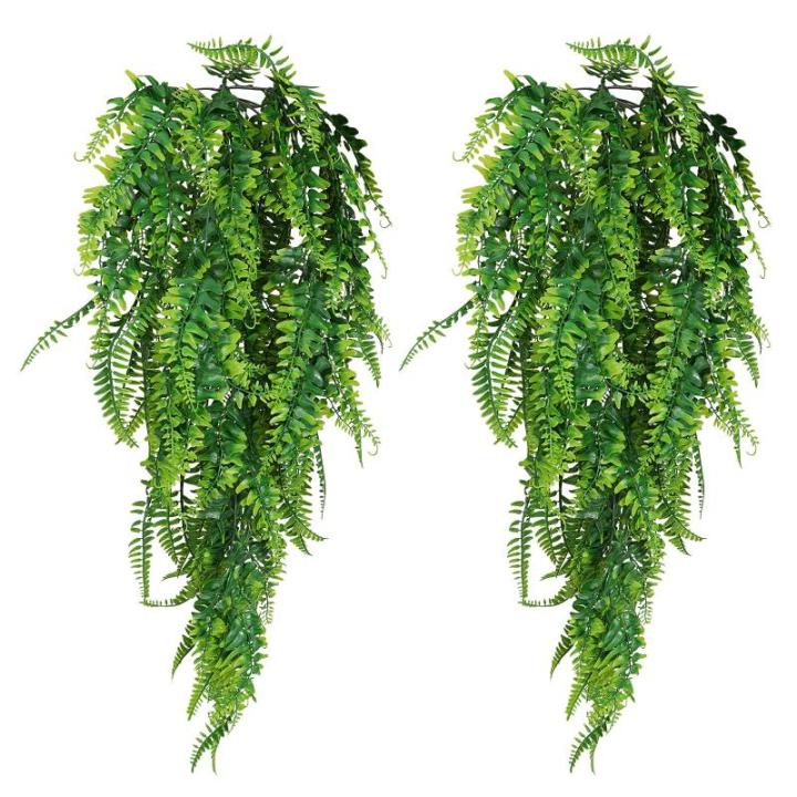 2 stuks kunstmatige hangplanten nep hangende planten, kunstplant groene varen wijnstok plastic wijnstokken nep groen varen perzisch rotan en gras voor slaapkamer accessoires feest 