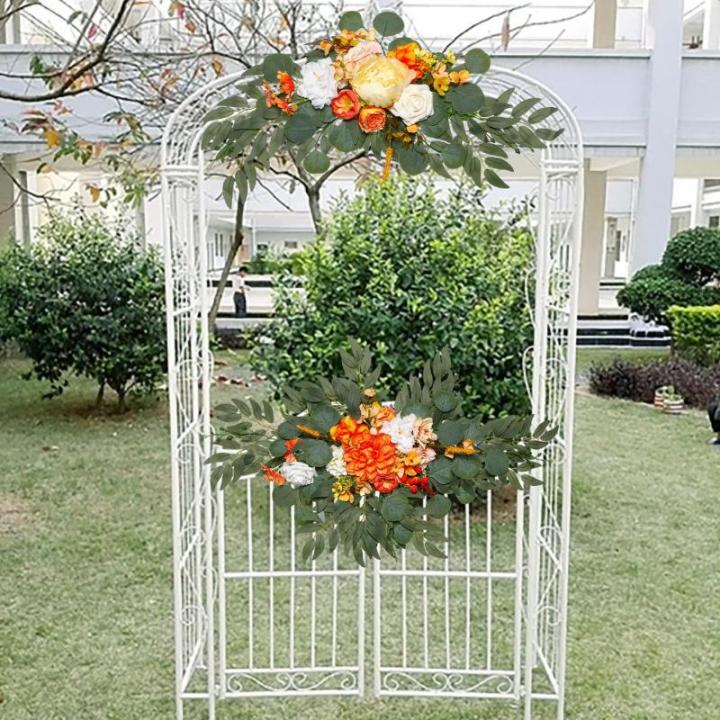2 stuks bruiloftsboogbloemen, kunstbloemenarrangement, kunstbloemen swagset, welkomstborden, bloemendecoraties voor bruiloftsdecoratie, ceremonie en (#4)