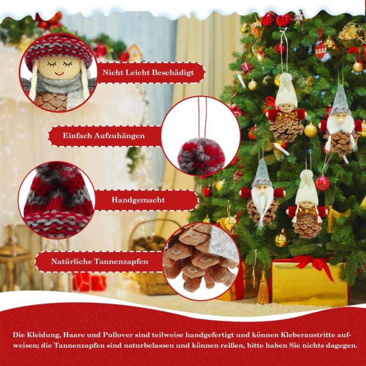 Kleine kerstversiering, 8 stuks dennenappels, kerstboom, kerstkabouter, kleine dennenappels, decoratie, mini-kabouter, boomversiering, Kerstmis, decoratieve kabouter, kersthanger