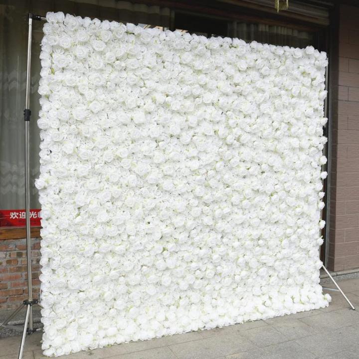 Weißer Rosen-Blumen-Wand-Hintergrund, Künstlicher Wand-Blumen-Hintergrund 3D-Seiden-Hortensie-Rosen-Blumen-Panel Für Foto-Hintergrund-Home-Party-Hochzeits-Hintergrund-Dekoration