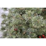 Kunstkerstboom Zelf-assemblerende versierd met gebloemde den met dennenappels en rode bessen Extra gevulde spar 150-210cm met metalen steun (Groen Gebloemd, 210cm 768Tips)