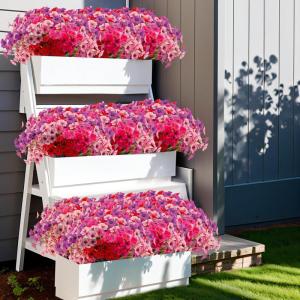 voor buiten, 16 bundels, , outdoor, balkonplanten, weerbestendig, plastic bloemen, net als echt, voor balkon, balkon, tuin, buiten, rood, roze, paars