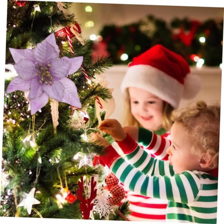 12St Doppelschicht kleine Weihnachtsblume künstliche weihnachtsblumen Blumendekor Weihnachten weihnachtsdeko künstliche blüten Weihnachtsbaumschmuck Party-Requisite Plastik Viol