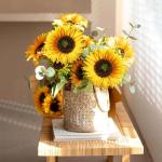 Kunstzonnebloemen, decoratie, 40 cm, enkele steel, kunstzonnebloemen, herfst, zijdebloemen, herfstbloemen, kunstbloemen, zonnebloem voor tafeldecoratie, bruiloft, woonkamer, 8 stuk
