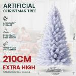 Kunstkerstboom, 210 cm, kunstdennenboom, pvc met metalen standaard, premium Nordmann-spar, moeilijk ontvlambare kerstboom voor kerstdecoratie, herbruikbaar, witte dennenboom, kunst
