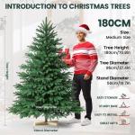 Nordmann Kunstkerstboom, pvc en PE, 180 cm, kunstdennenboom met houten standaard, moeilijk ontvlambare automatische kerstboom, natuurgetrouwe kunstkerstboom