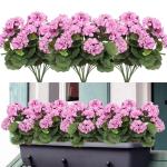 , 3 bundels voor buiten en binnen, namaakgeranium, zijden bloemen, decoratie, , uv-bestendig, geraniumstruik voor hangende tuin, veranda, raam, box, decoratie,