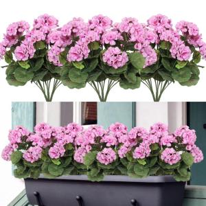 , 3 bundels voor buiten en binnen, namaakgeranium, zijden bloemen, decoratie, , uv-bestendig, geraniumstruik voor hangende tuin, veranda, raam, box, decoratie,