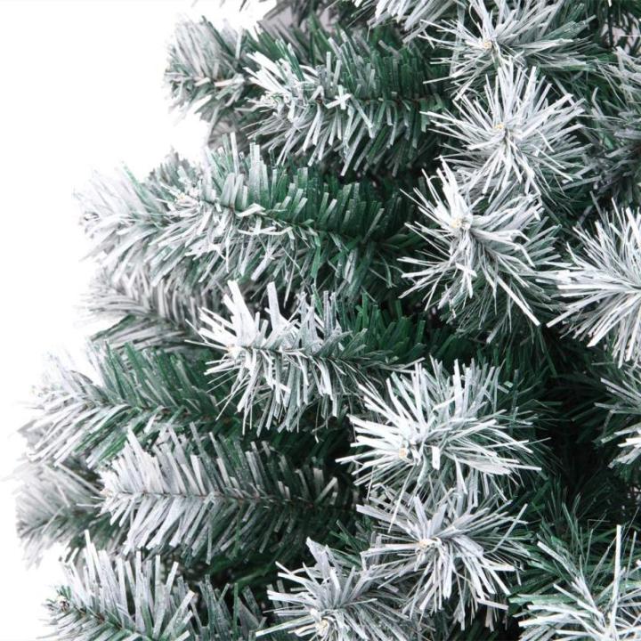 Kunstkerstboom, 120/150/180/210 cm, pvc-materiaal, verdikte takken, opvouwbaar, met robuuste sokkel, groen en wit, 210 cm