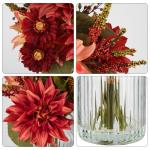 Dalia Kunstbloemen als echt in cilindrische glazen vaas met kunstwater, decoratieve bloemen, chrysant bloemstuk voor thuis, woonkamer, badkamer, herfst, decoratie