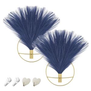 Wanddecoratie, muur metalen vaas decoratie houder, wandmontage kunstbloemen, gouden muur decor nep tarwe 2 pack, kunstgroen, boerderij, Boho