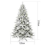 Künstlicher Weihnachtsbaum Christbaum mit Weiß Schnee Tannenbaum mit Beleuchtung, aus PVC+PE, 180cm Weihnachtsbäume mit 800 Spitzen und 280 LEDs Weihnachtsdeko