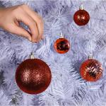 rode kerstbalornamenten voor kerstversiering - 36 stuks kerstboom onbreekbare ornamenten met ophanglus voor vakantie- en feestdecoratie (combo van 6 stijlen in 3 maten)