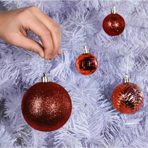 rode kerstbalornamenten voor kerstversiering - 36 stuks kerstboom onbreekbare ornamenten met ophanglus voor vakantie- en feestdecoratie (combo van 6 stijlen in 3 maten)