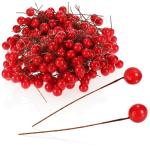 300 x strooidecoratie, decoratieve takken met bessen, decoratieve takken om te strooien als knutselbenodigdheden, verfraait geschenken en potpourris (300 stuks, rode bessen)