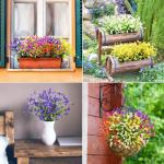 Calla Lily Kunstbloemen, 8 bundels kunstbloemen, UV-bestendige plastic bloemen, , balkon, boeket, planten voor balkon, tuin, raam, binnen en buiten
