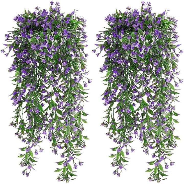 4 stuks , hangende kunstbloemen, decoratie, kunstklimop, kunstbloemen, hangplanten, kunstbloemen als echte vines, voor tuin, balkon, decoratie, blauw-paars