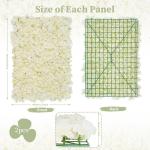 Blumenwand-Hintergrundpaneele – elfenbeinfarbene Blumen-Wandpaneele 2 Stück, 40 x 60 cm, Seidenblumen-Wandpaneele für Innenwanddekoration für Hochzeit, Party, Babyparty, Braut
