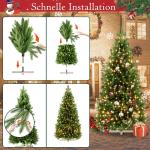 Kunstkerstboom met verlichting, 210 cm, PVC/PE, natuurgetrouw met houten sokkel, kerstboom, kerstdecoratie