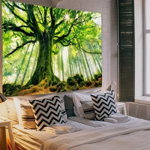 Bos Tapestry Natuur Boom Wand, Extra Groot Oversized Wandtapijt, Wandtapijt voor Slaapkamer Woonkamer Achtergrond, Indoor Outdoor Decoratie Woondecoratie (W90 x T71, Groen wandtapi