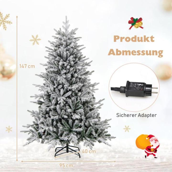 Kunstkerstboom, 135 cm, dennenboom met 160 ledlampen en sneeuw, 8 transformatiemodi, kerstboom met dichte takken