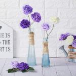 Kunstbloemen, rozen, 25 stuks, kunstrozen met steel, doe-het-zelf decoratie, voor bruiloft, boeketten, bruid, woondecoratie, serie violet