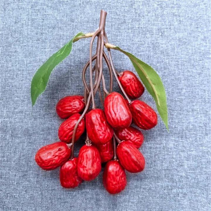 Künstliches Rotdatum, realistisches Jujube-Ornament, simuliertes getrocknetes Nussmodell für Fotografie, Bürodekorationen