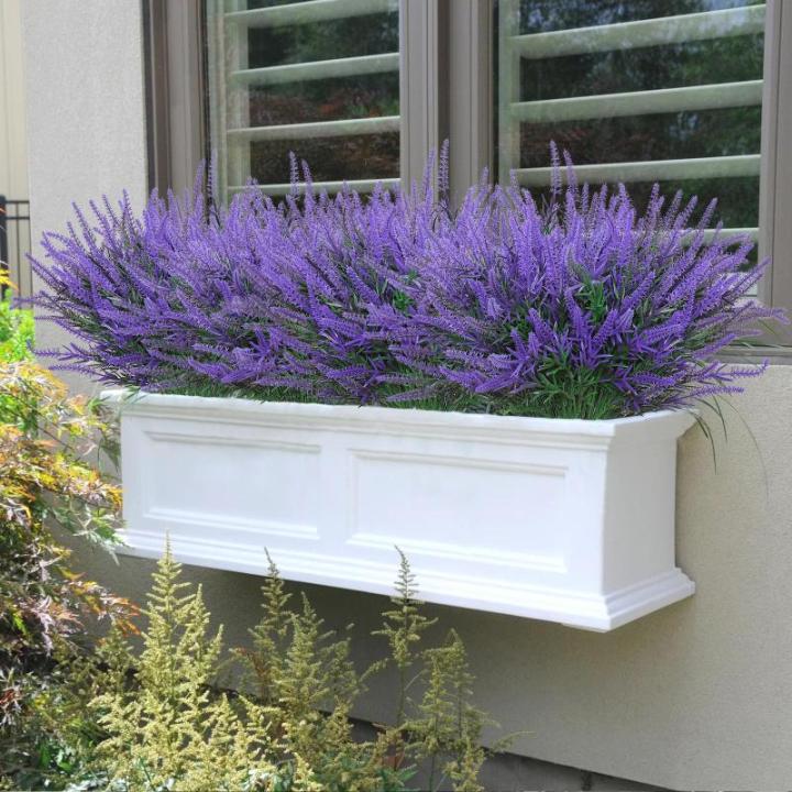 12 bundels kunstbloemen, balkon, weerbestendig, kunstbloemen, outdoor, uv-bestendig, , plastic boeket, voor balkonbakken, tuin, raamdecoratie, paars