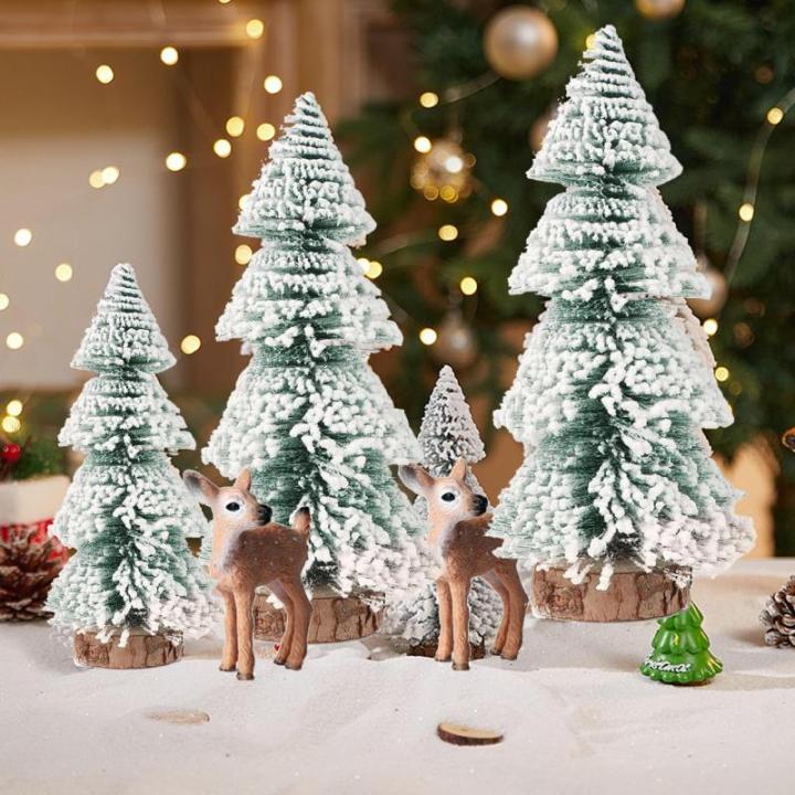 Mini-kerstboom, 15/20/25 cm, 5 stuks, eland, kunstkerstboom, tafel, dennenboom, klein, miniatuur, dennenboom met sneeuweffect, groen, kerstdecoratie, tafeldecoratie voor doe-het-ze